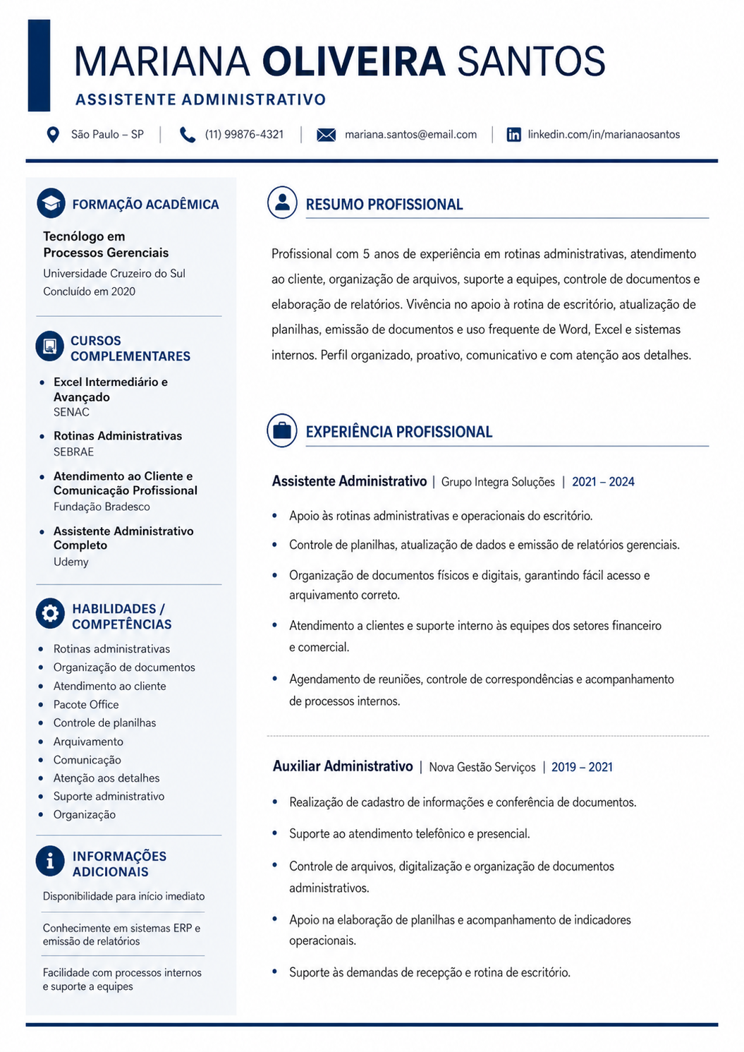 Preview do Modelo Administrativo